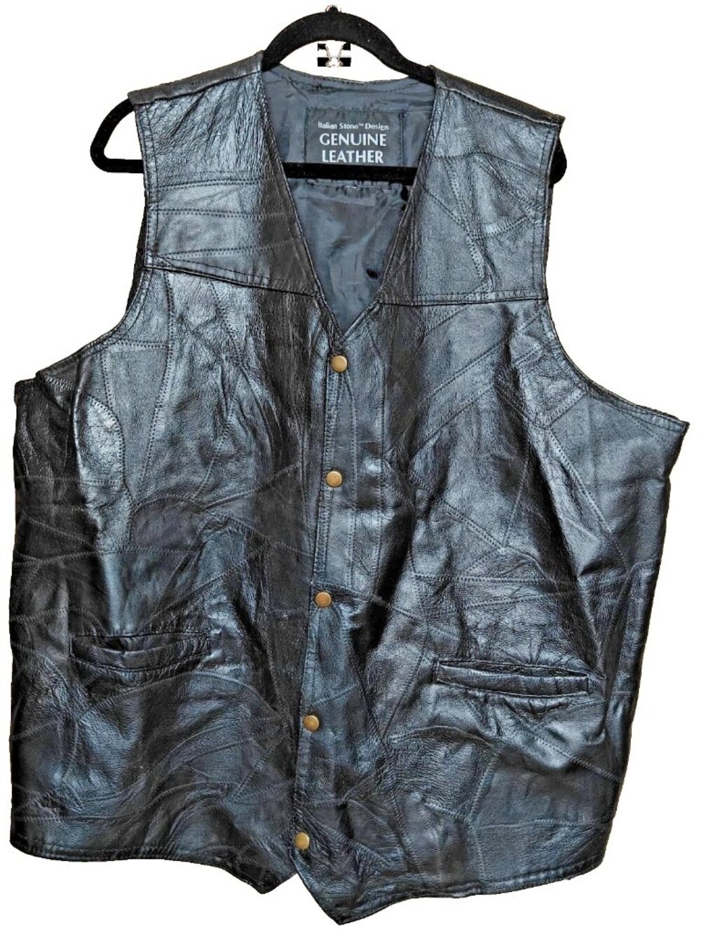 Navarre Leather Company Vest Mens XXL Biker Italian Stone Design Genuine Leather
